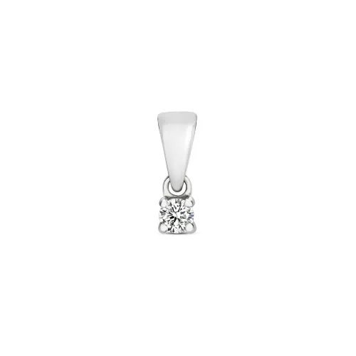 Diamond 4 Claw Pendant 0.05ct 9ct White Gold